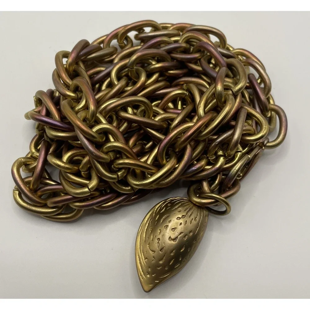 Vintage 80's Heavy 2 Toned Brass Twisted Chain Link Belt Women's Size Medium 36